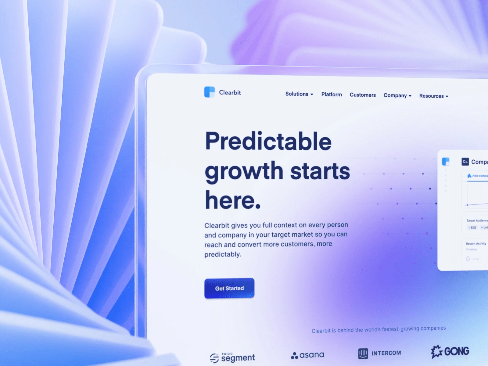Clearbit Website PRoto Type UI design